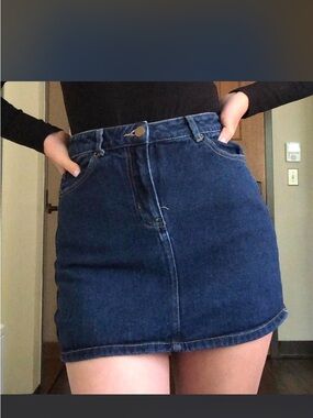 Forever 21 Dark Blue Wash Denim High Waisted Mini Skirt S